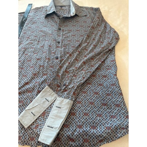 Ted Baker London Mens Geometric Pattern Long Sleeve Button-Up Shirt Size 5 (XL) - Picture 9 of 10